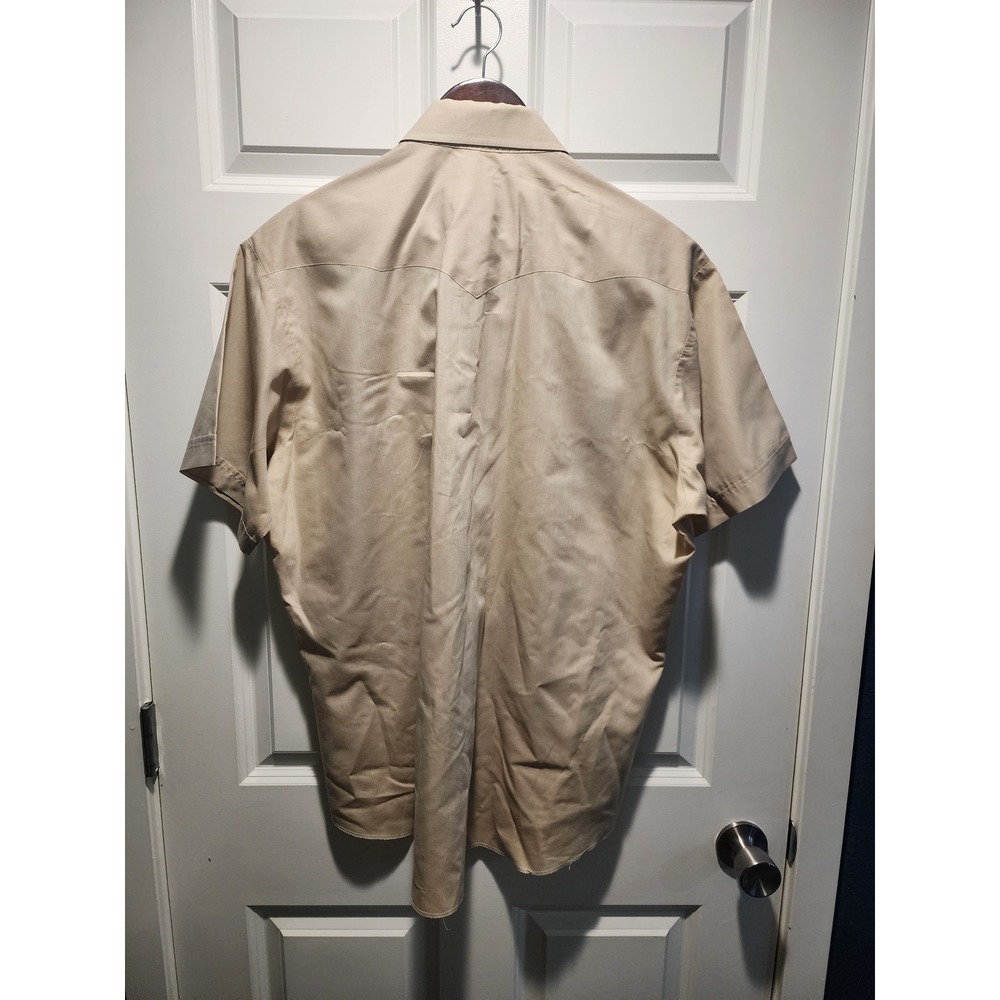 Vintage 80s Panhandle Slim Western Pearl Snap Tan Short Sleeve Men's 17.5 XL - Picture 4 of 8
